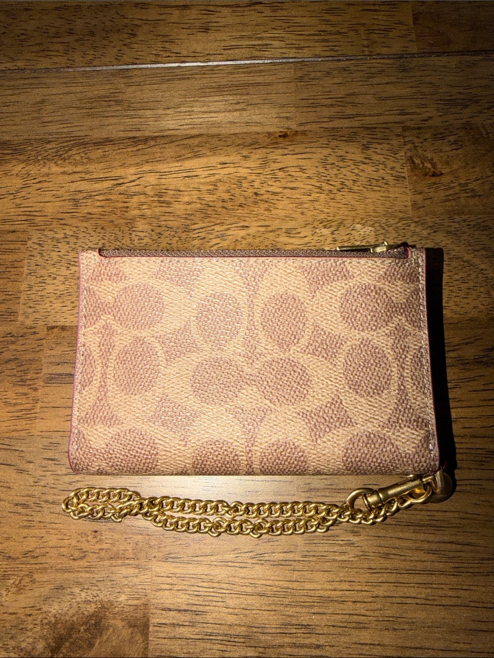Coach Tan Signature Chain Wristlet